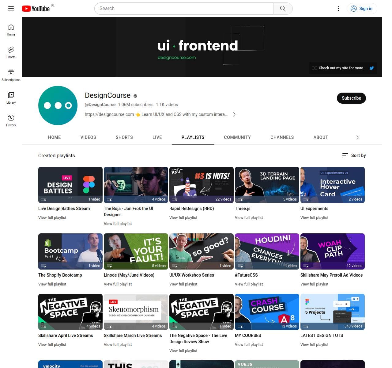 Design Course Youtube Channel Screenshot