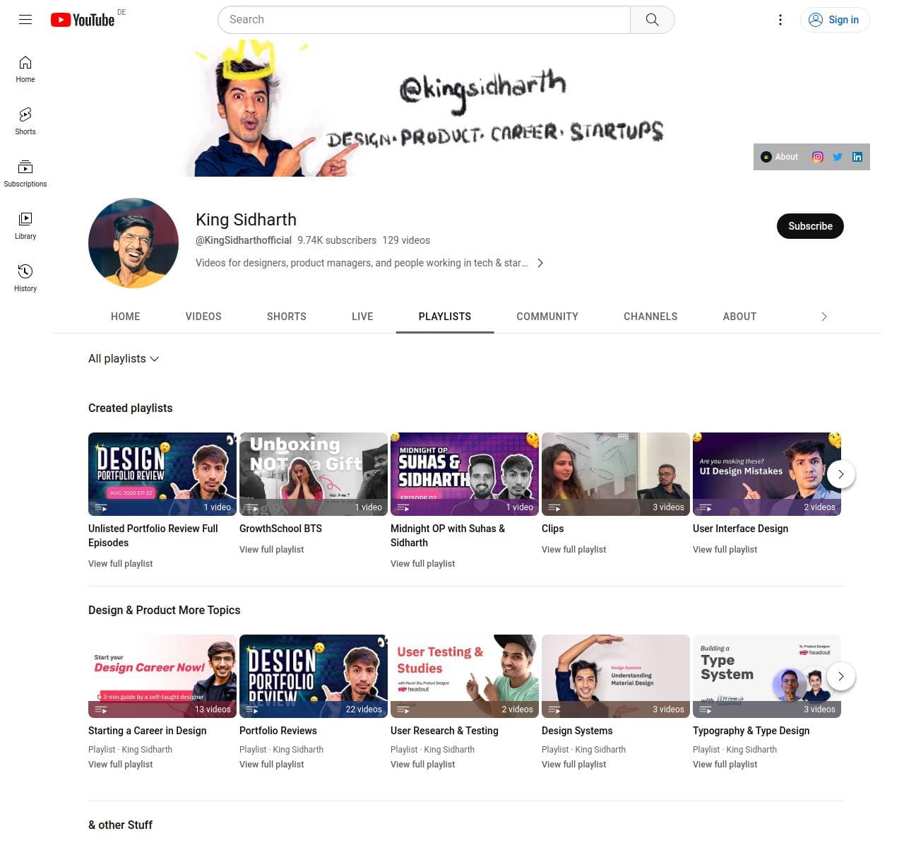 King Sidharth Youtube Channel Screenshot