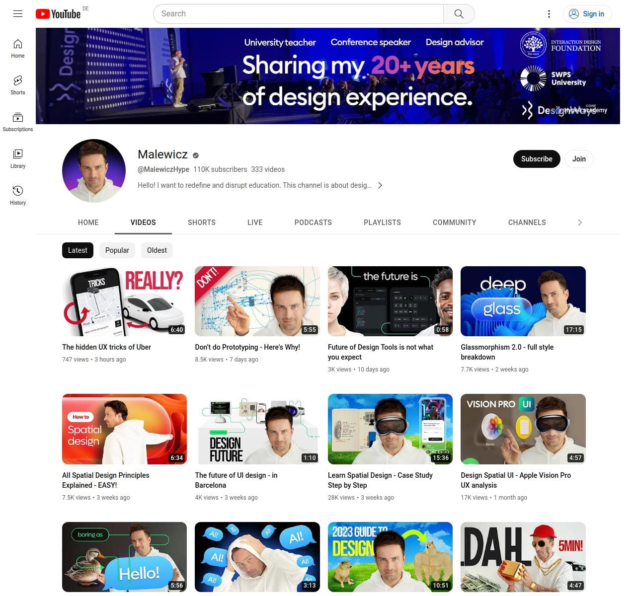 Top 11 Youtube channels to Master UI/ UX/ Product Design for free