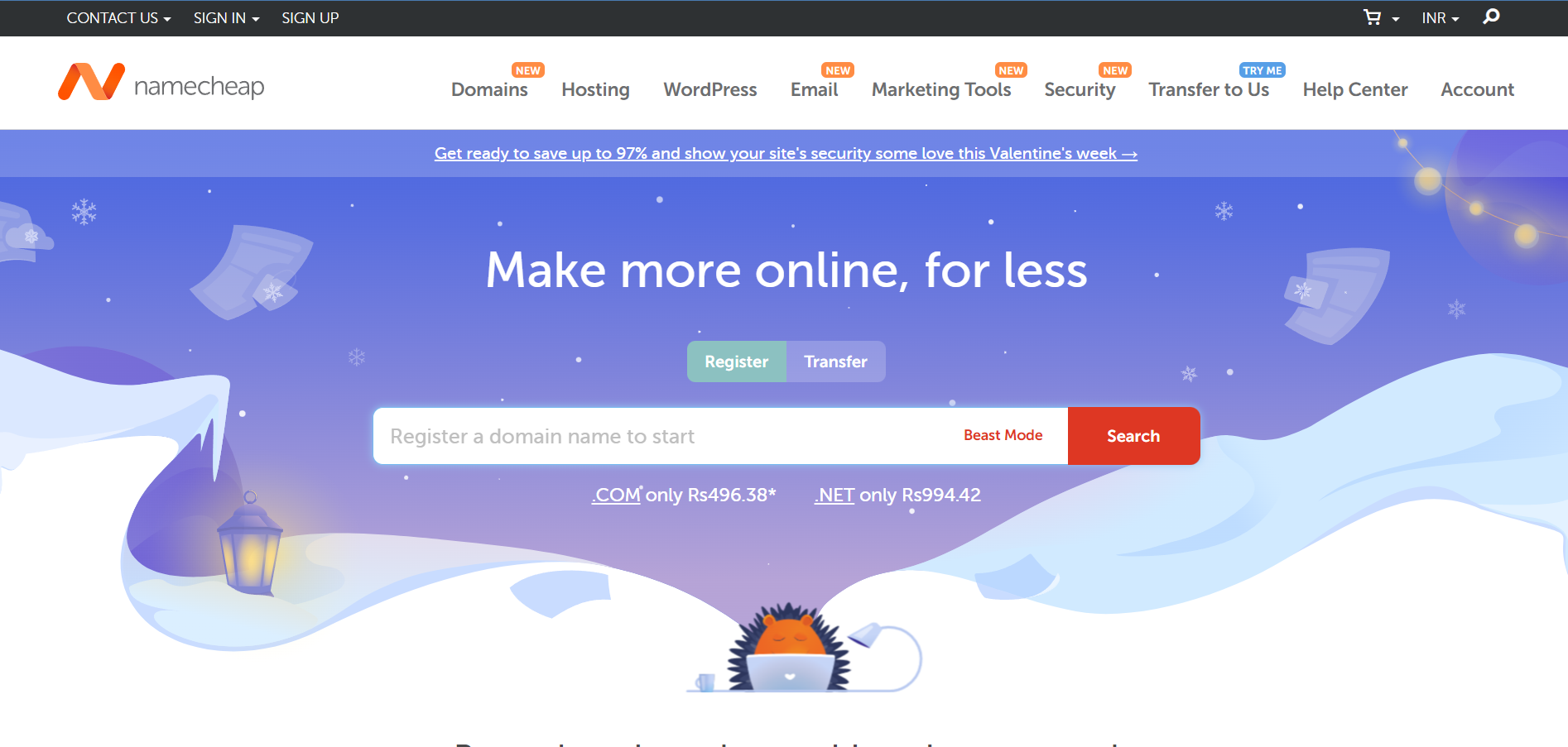 Namecheap home page