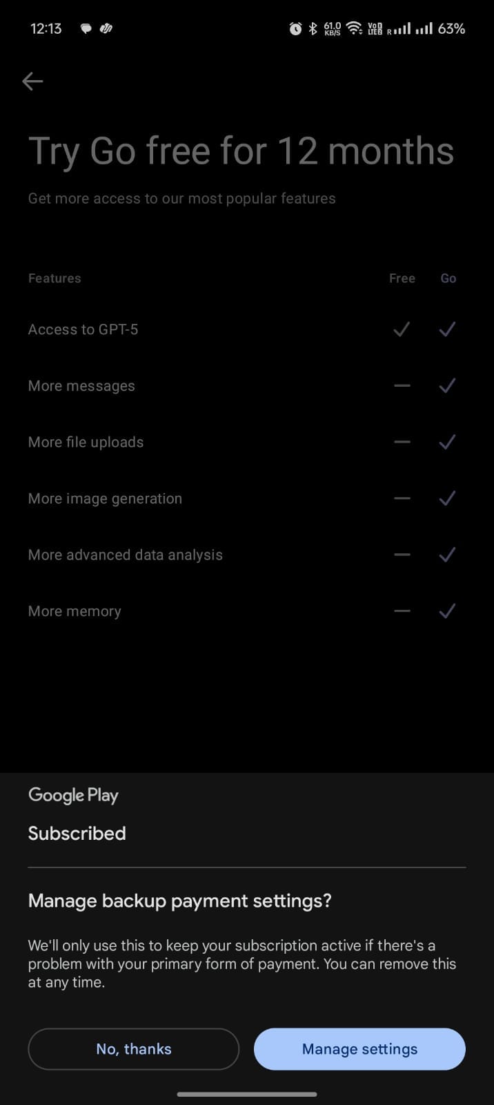 CHATGPT GO ACTIVATED