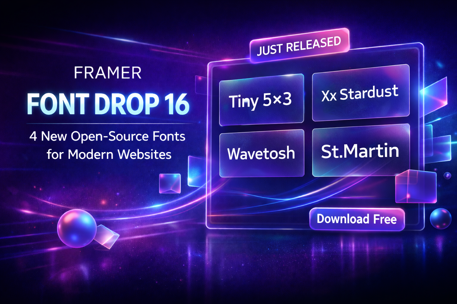 Framer Font Drop 16: 4 New Open‑Source Fonts for Modern Websites